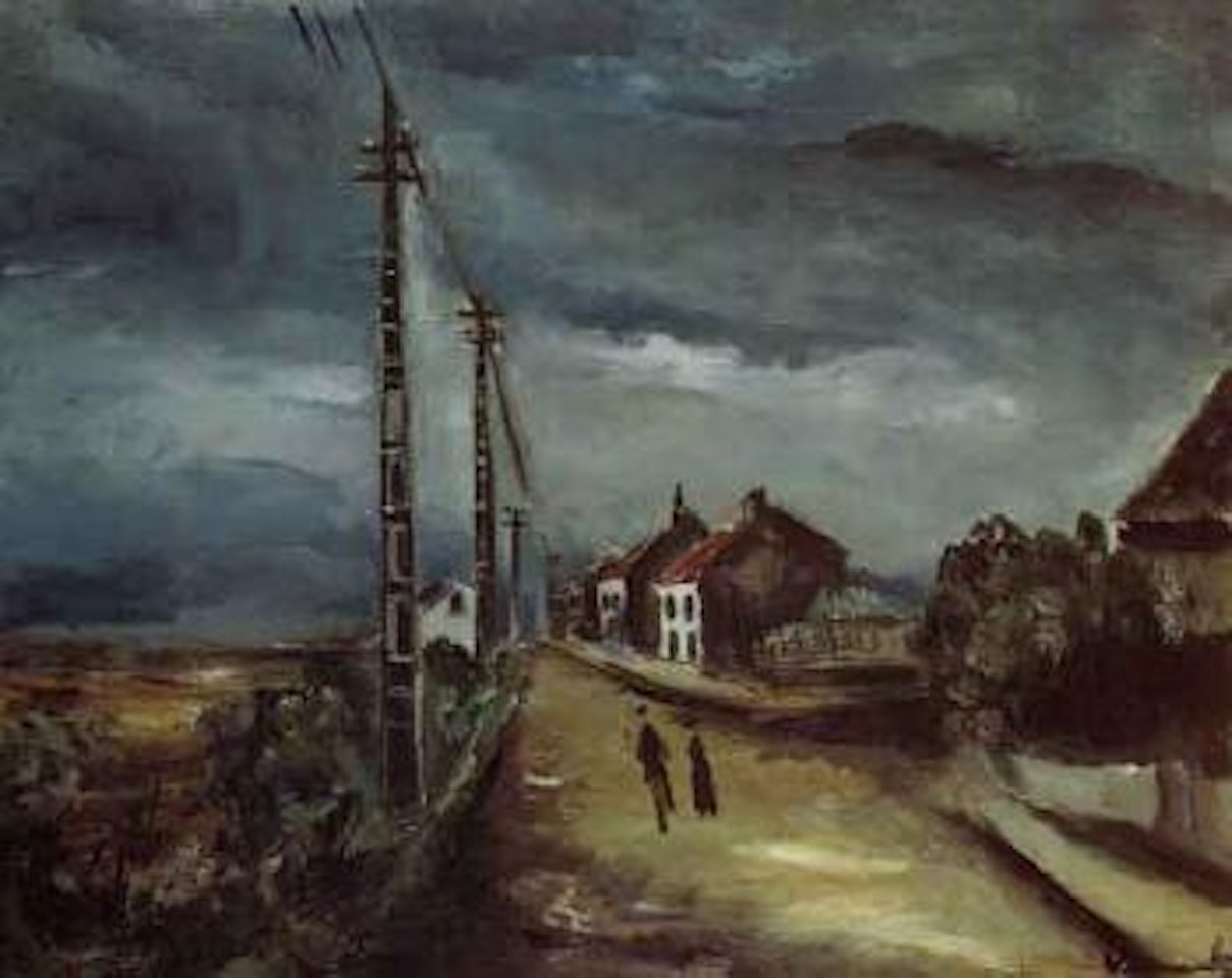 Rue de village animee by Maurice de Vlaminck
