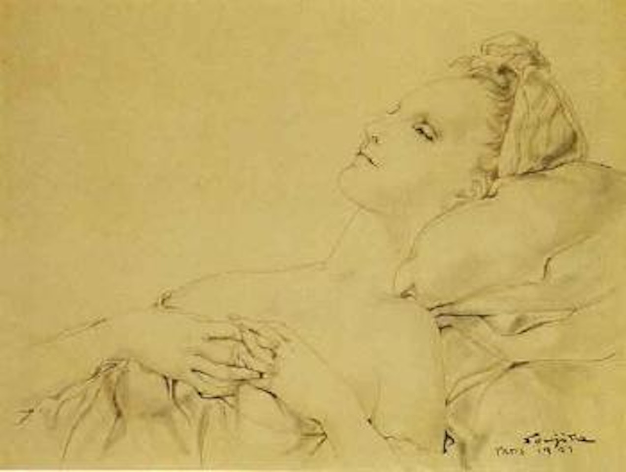 Jeune femme endormie by Leonard Tsuguharu Foujita