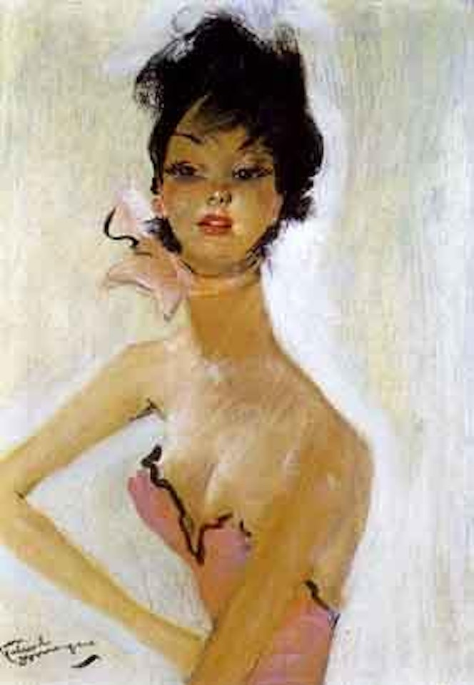 Jeune femme au foulard rose by Jean Gabriel Domergue