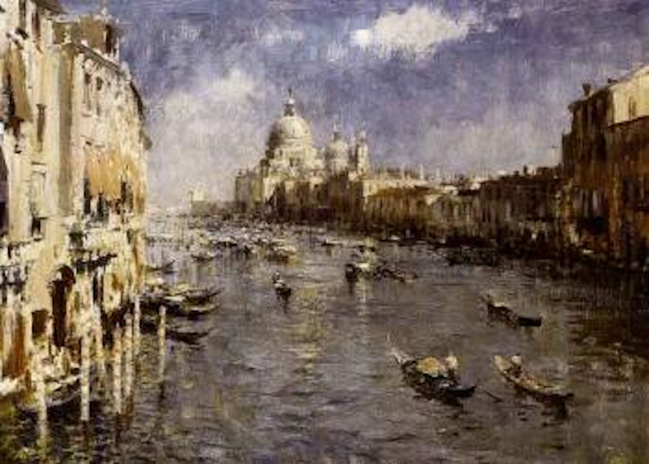 Venise, vue du Grand Canal anime de nombreuses gondoles by Edward Seago