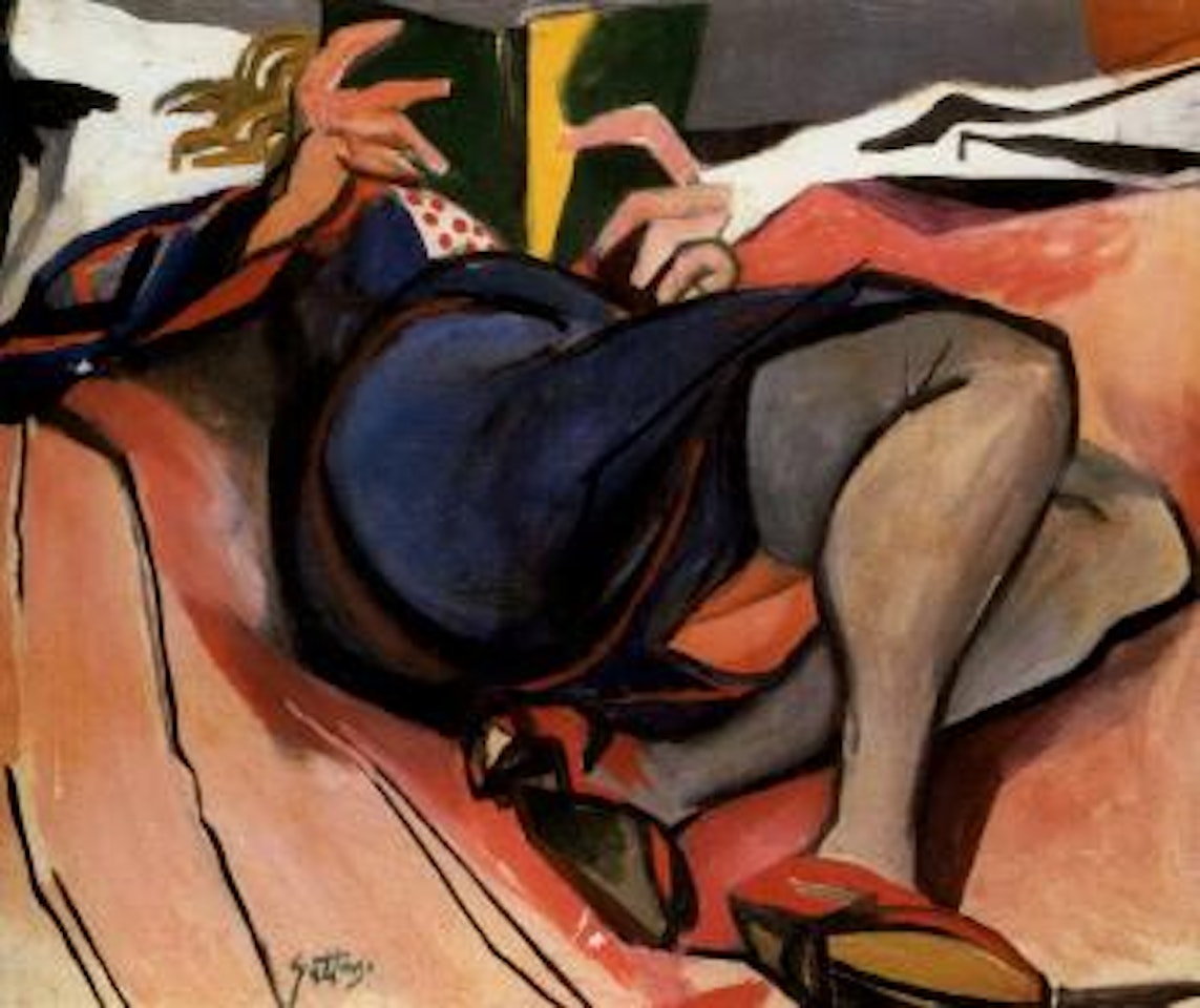 Woman reclining, reading, Mimise by Renato Guttuso