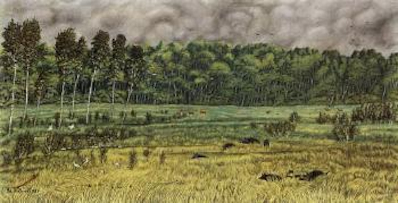 Landscape with animals by Adolf Dietrich