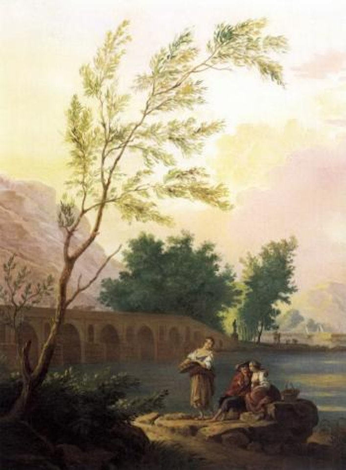 Fisherfolk by river in landscape. Untitled by Claude Joseph Vernet