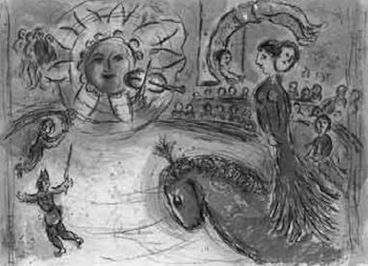 Sun and red horse by Marc Chagall