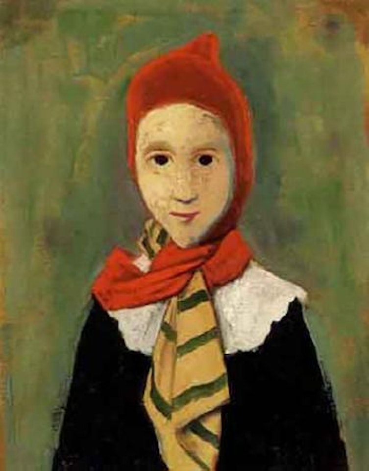Portrait of child with scarf and hat by Karl Hofer