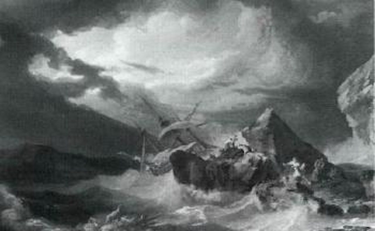 Shipwreck at rocky coast by Claude Joseph Vernet