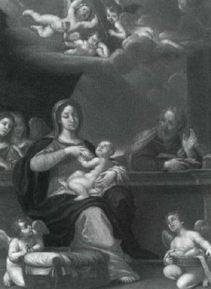 The Holy Family with little angels by French School