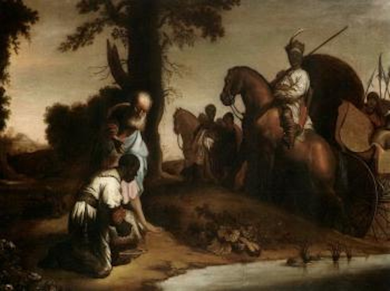 The baptising of the chamberlain by Attributed to Rembrandt Harmensz van Rijn