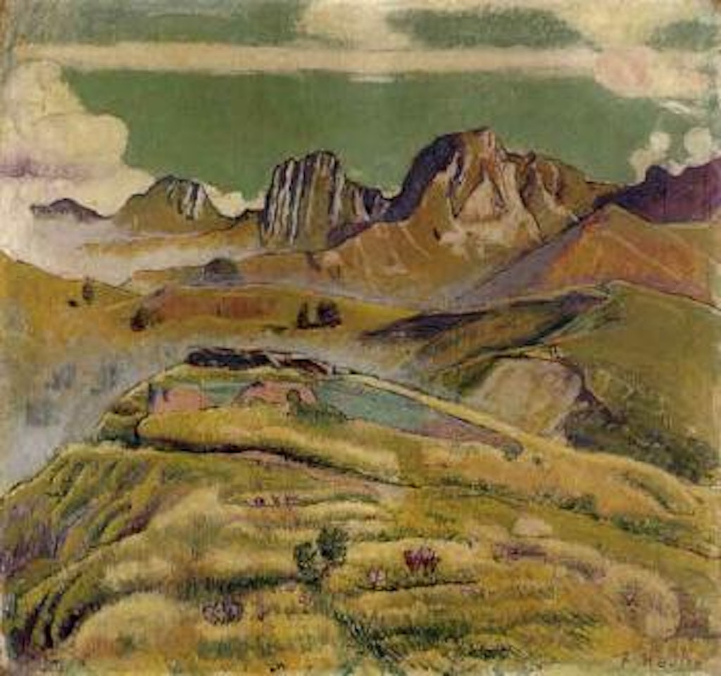 Extensive landscape with view to the montain Gantrisch by Ferdinand Hodler