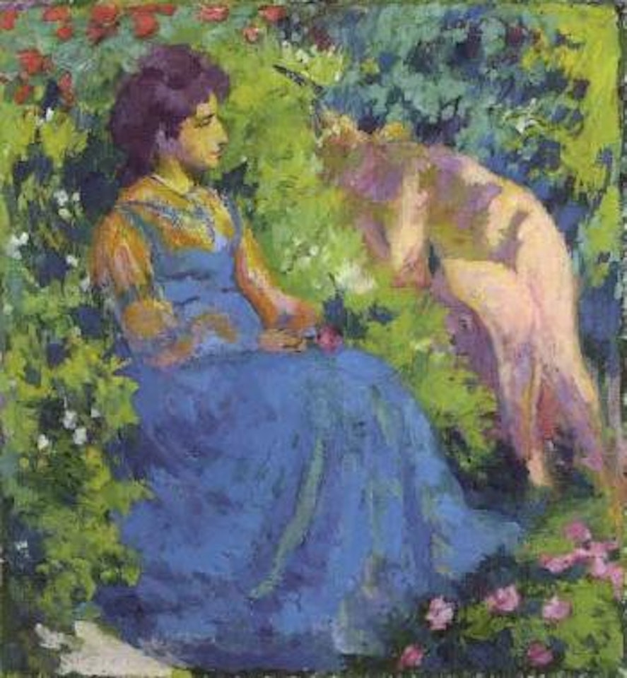 Annetta in the garden - The mother by Giovanni Giacometti