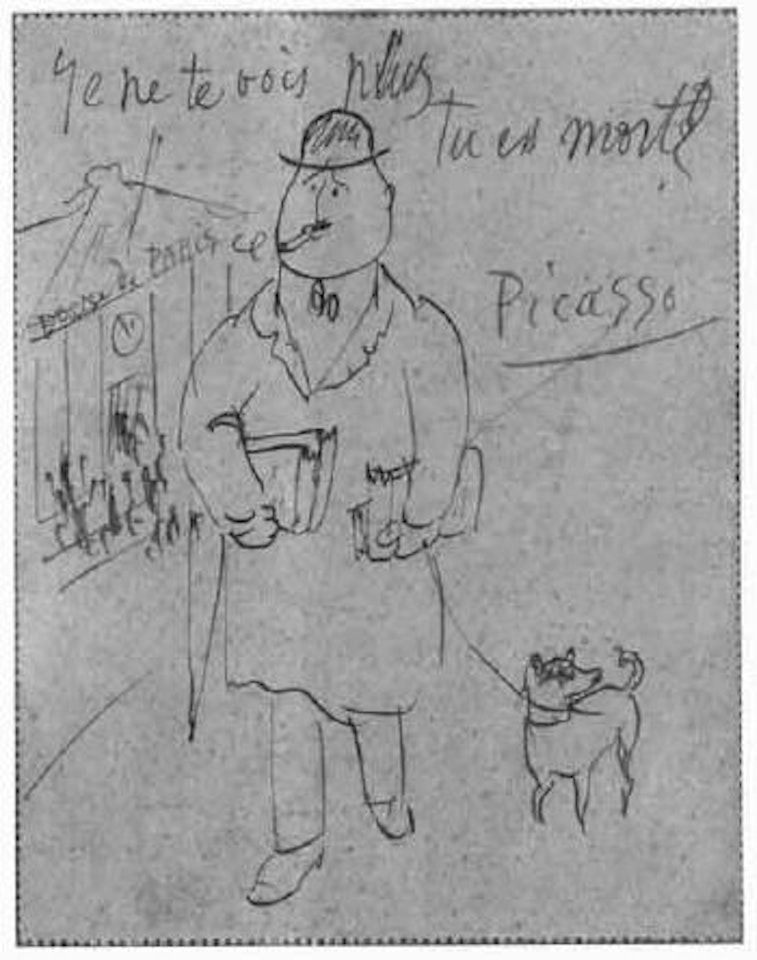 Guillaume Apollinaire with dog by Pablo Picasso