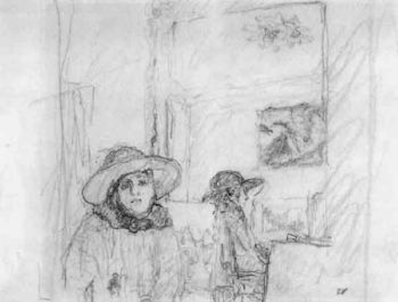 Woman with hat before mirror by Édouard Vuillard