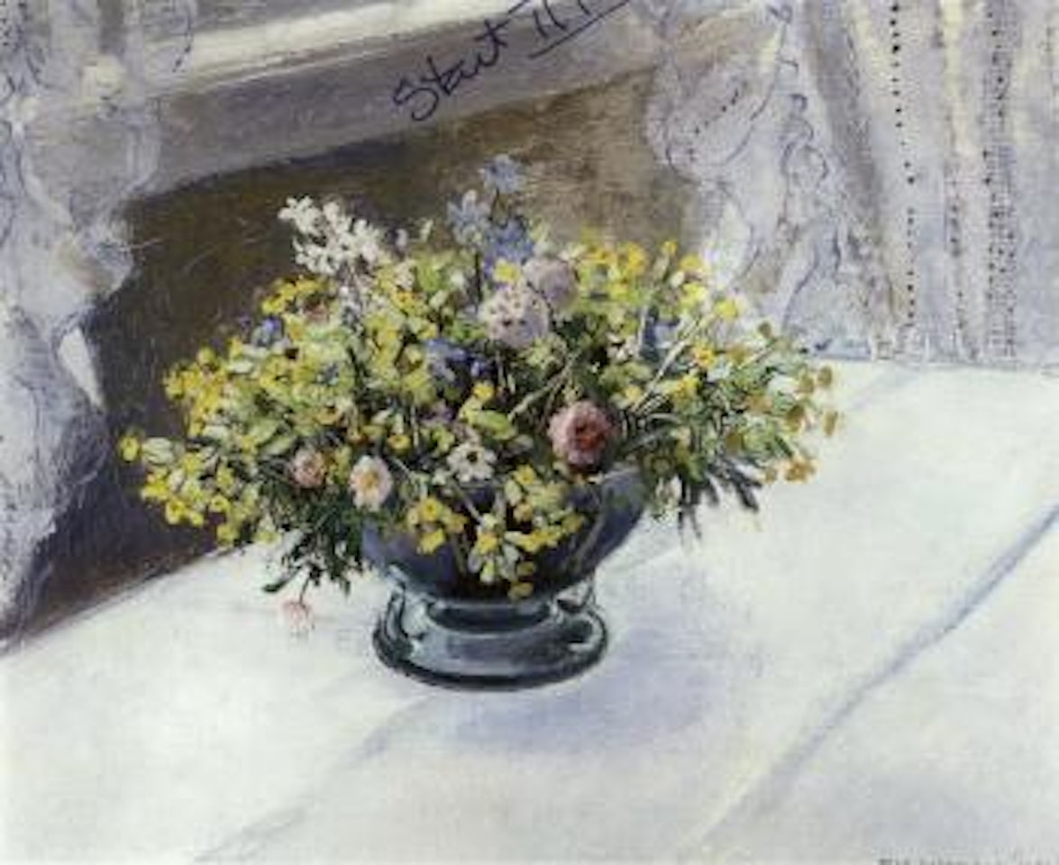 Summer bouquet with cow-slips by Olle Hjortzberg