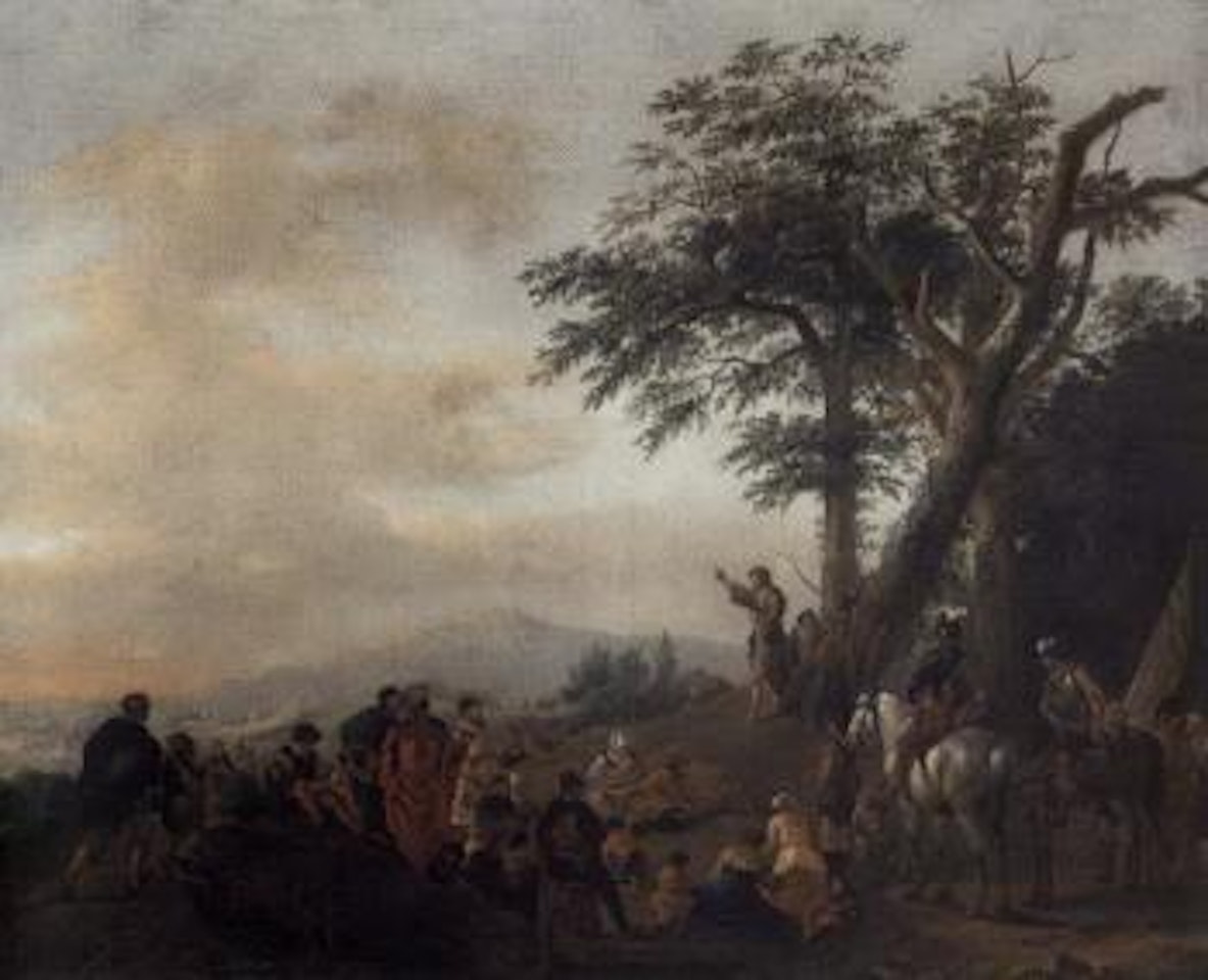 Preaching in the mountains by Philips Wouwerman