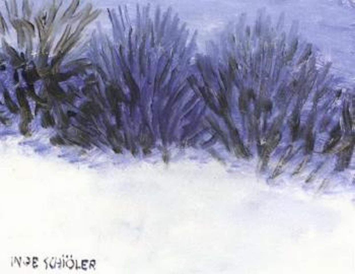 Winter landscape with bushes by Inge Schiöler