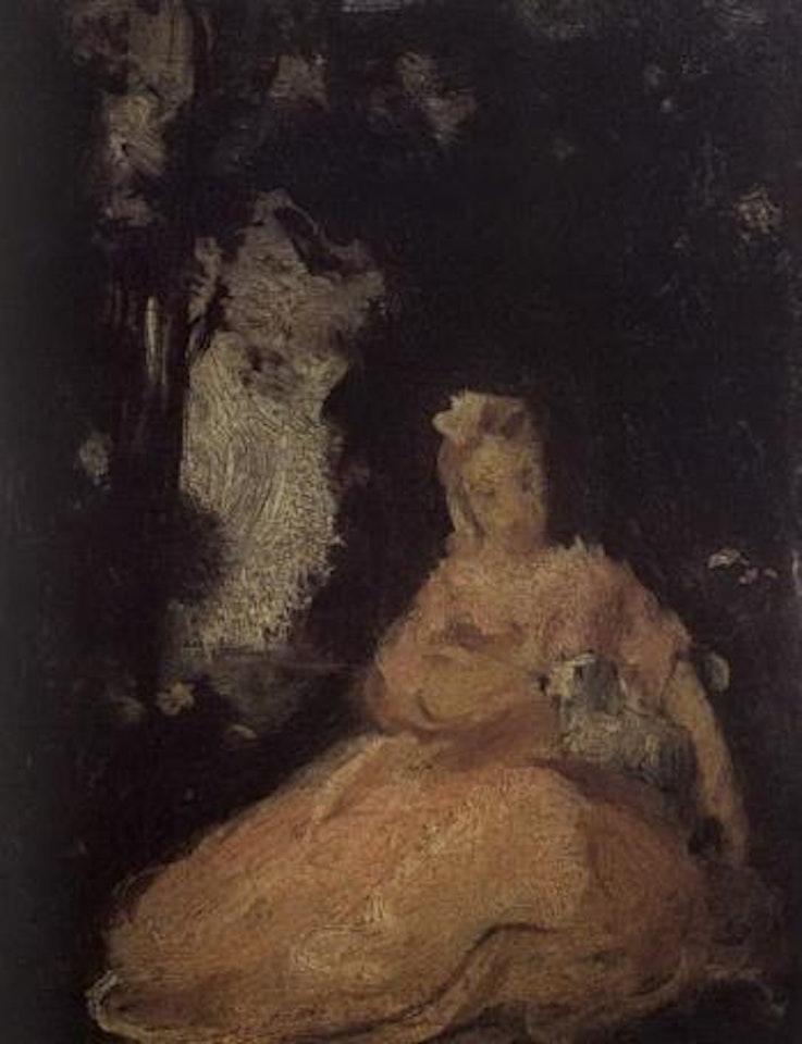 Girl with dog by French School