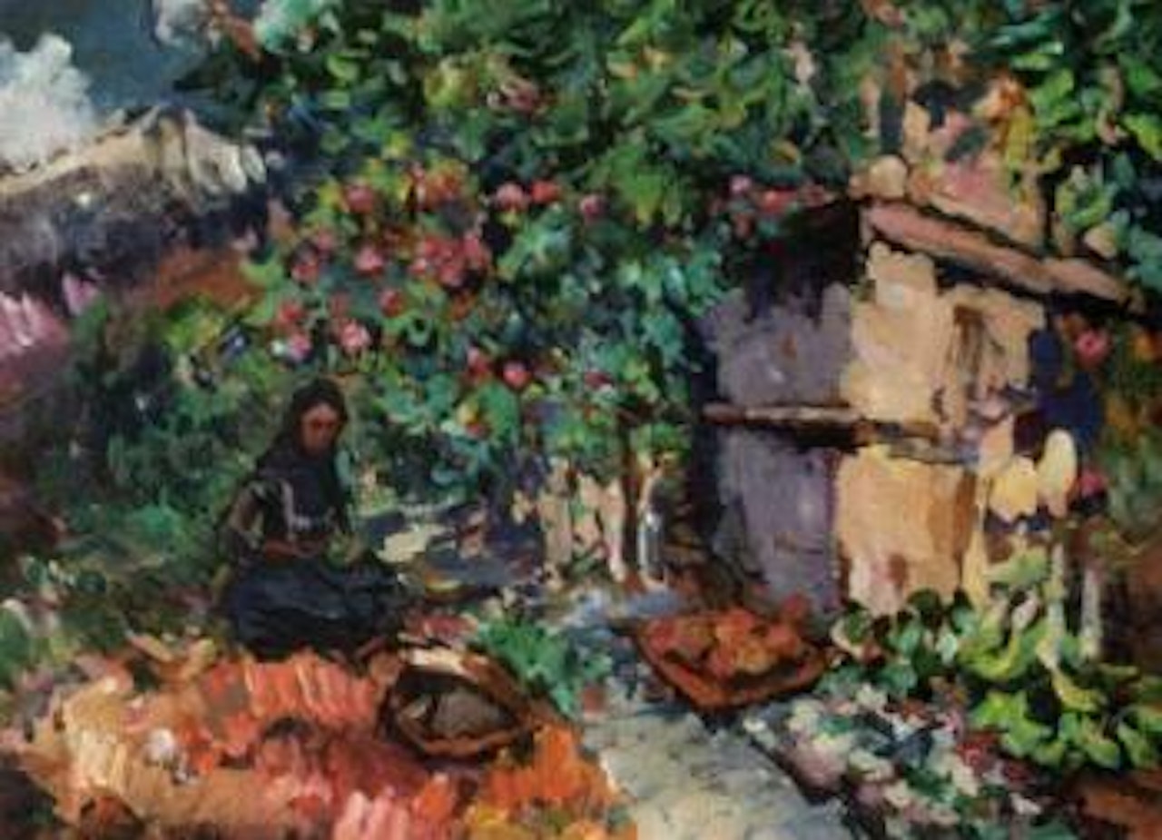Summer, apple harvest by Konstantin Alekseevich Korovin