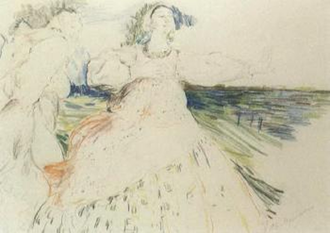 Portrait of two girls dancing by Filip Malyavin