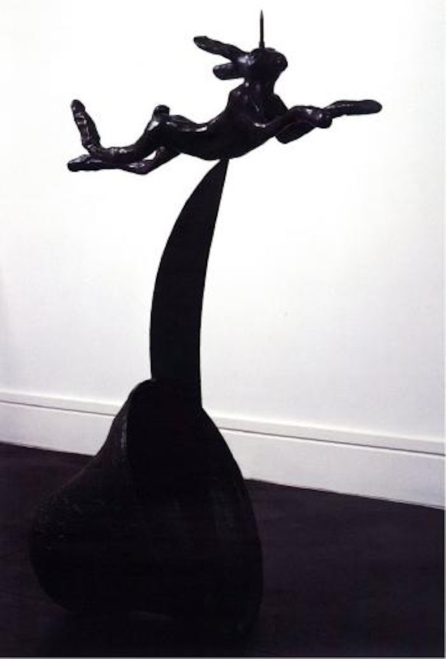 Uni hare on crescent and bell by Barry Flanagan