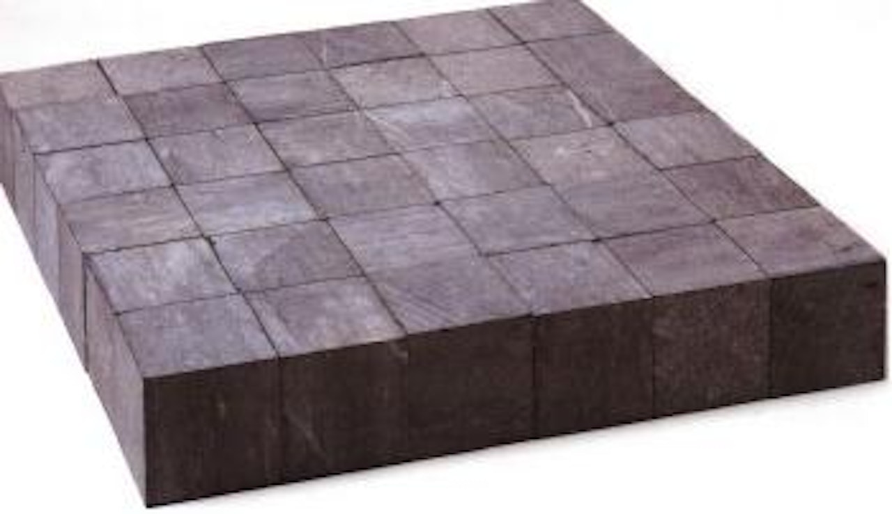 Belgica blue hexacube by Carl Andre