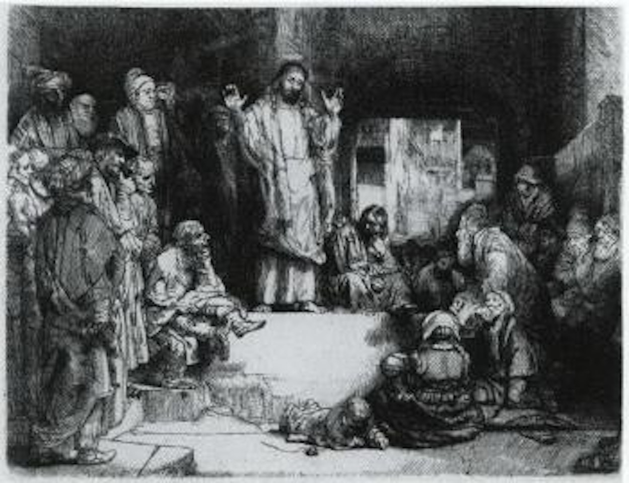 Christ preaching, la petite tombe by Attributed to Rembrandt Harmensz van Rijn
