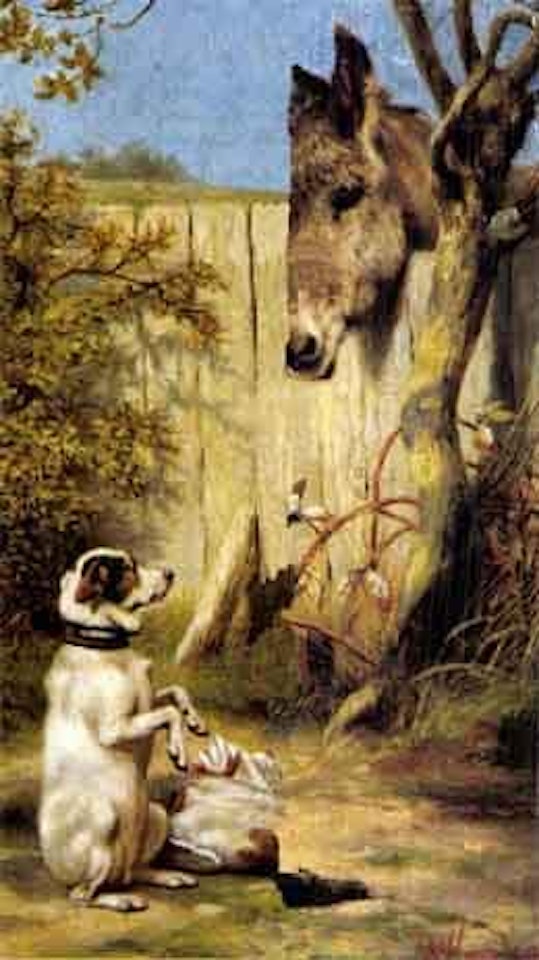 Terrier caught in the act by donkey by William Weekes