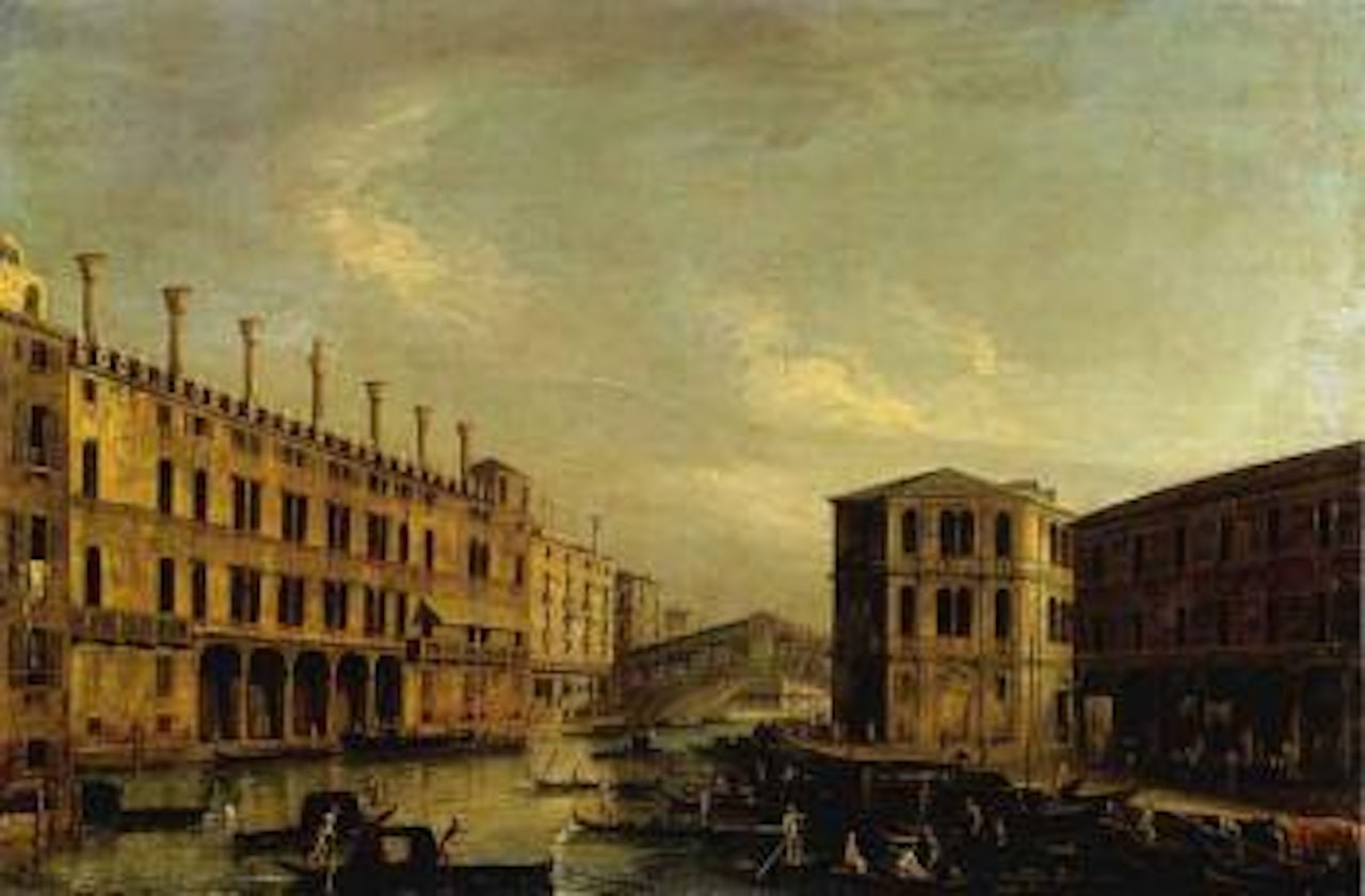 Vue du Grand Canal vers le pont du Rialto by Apollonio Domenichini
