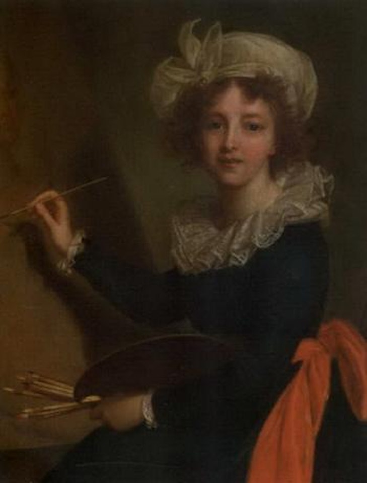 Self portrait of the artist at her easal by Marie Louise Elisabeth Vigee-Lebrun