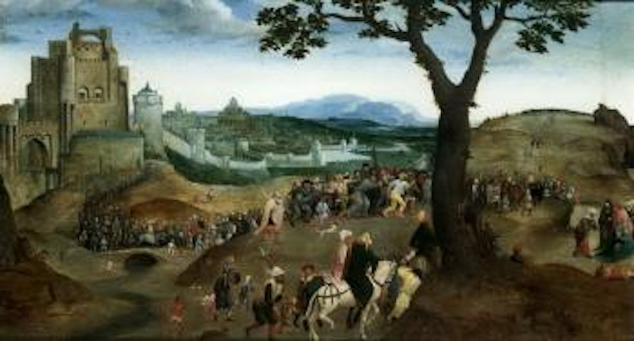 Landscape with the procession to Calvary by Joachim Patenier