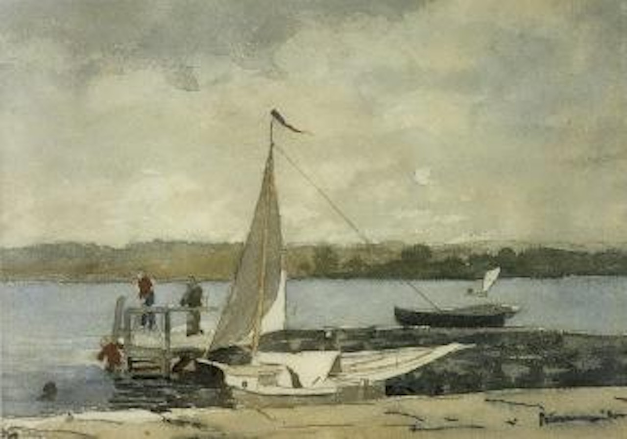 Sloop at a wharf, Gloucester by Winslow Homer