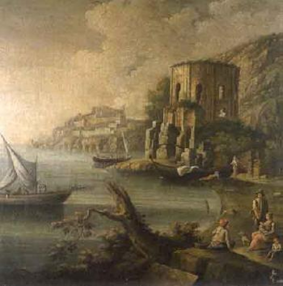 Vue du temple de Diane a Baia. Vue des environs de Baia by Neapolitan School