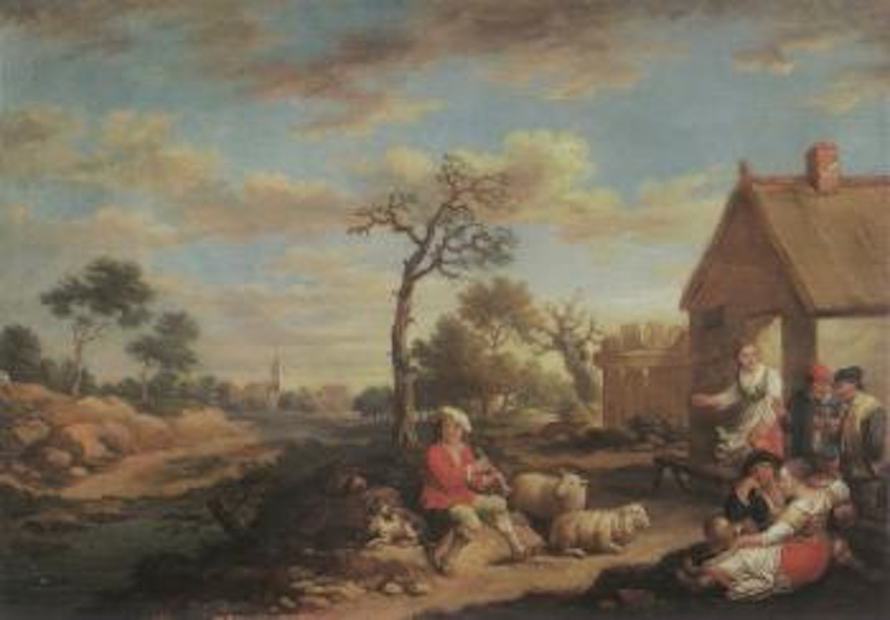 Resting and drinking farmers by Netherlandish School