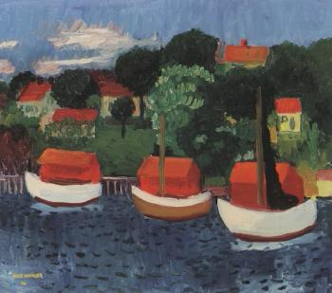 Summer day with fishing boats at Koster by Inge Schiöler