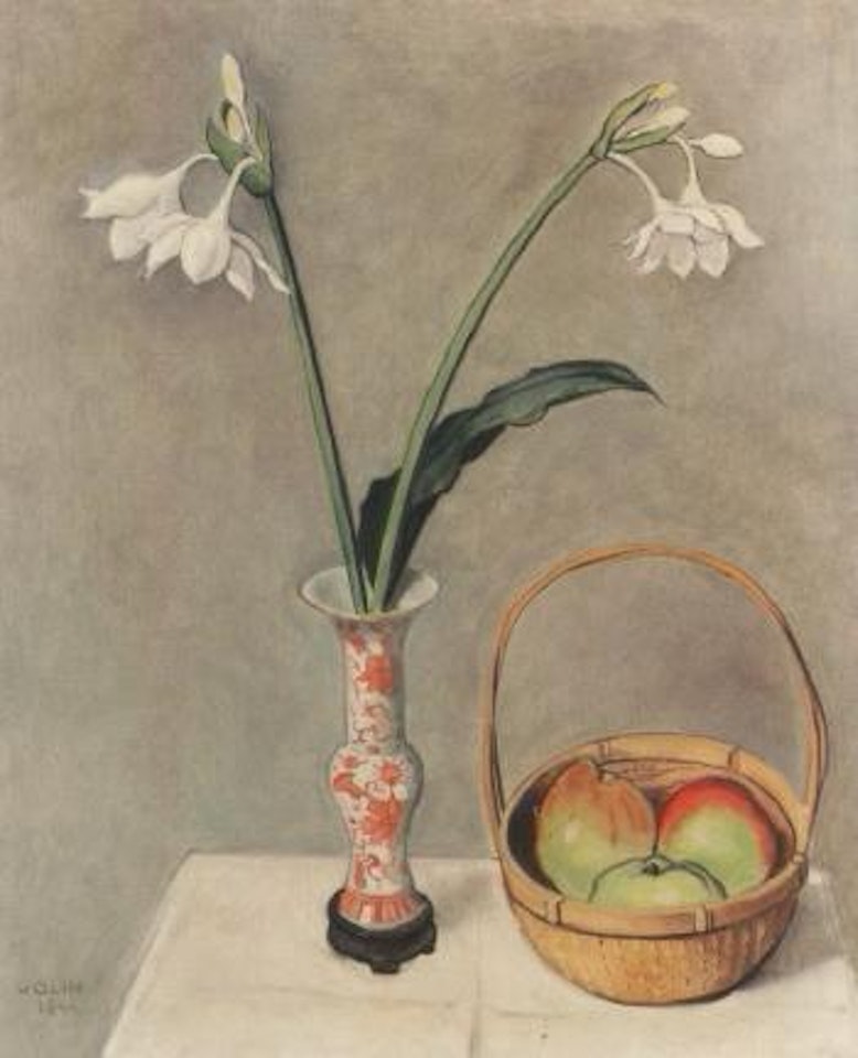 Still life of flowers and apples by Einar Jolin