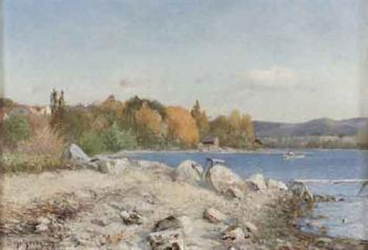 Coastal landscape in sunshine by Anshelm Schultzberg
