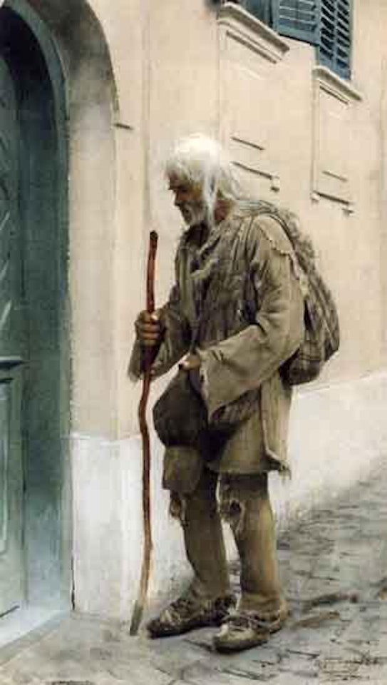 En valacktiggare - beggar standing by door by Anders Zorn