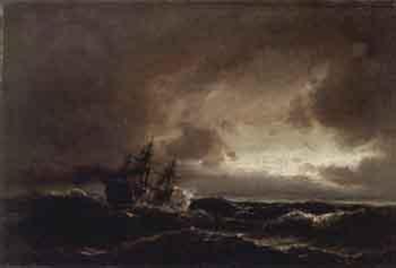 Seascape with steam ship by Anton Melbye