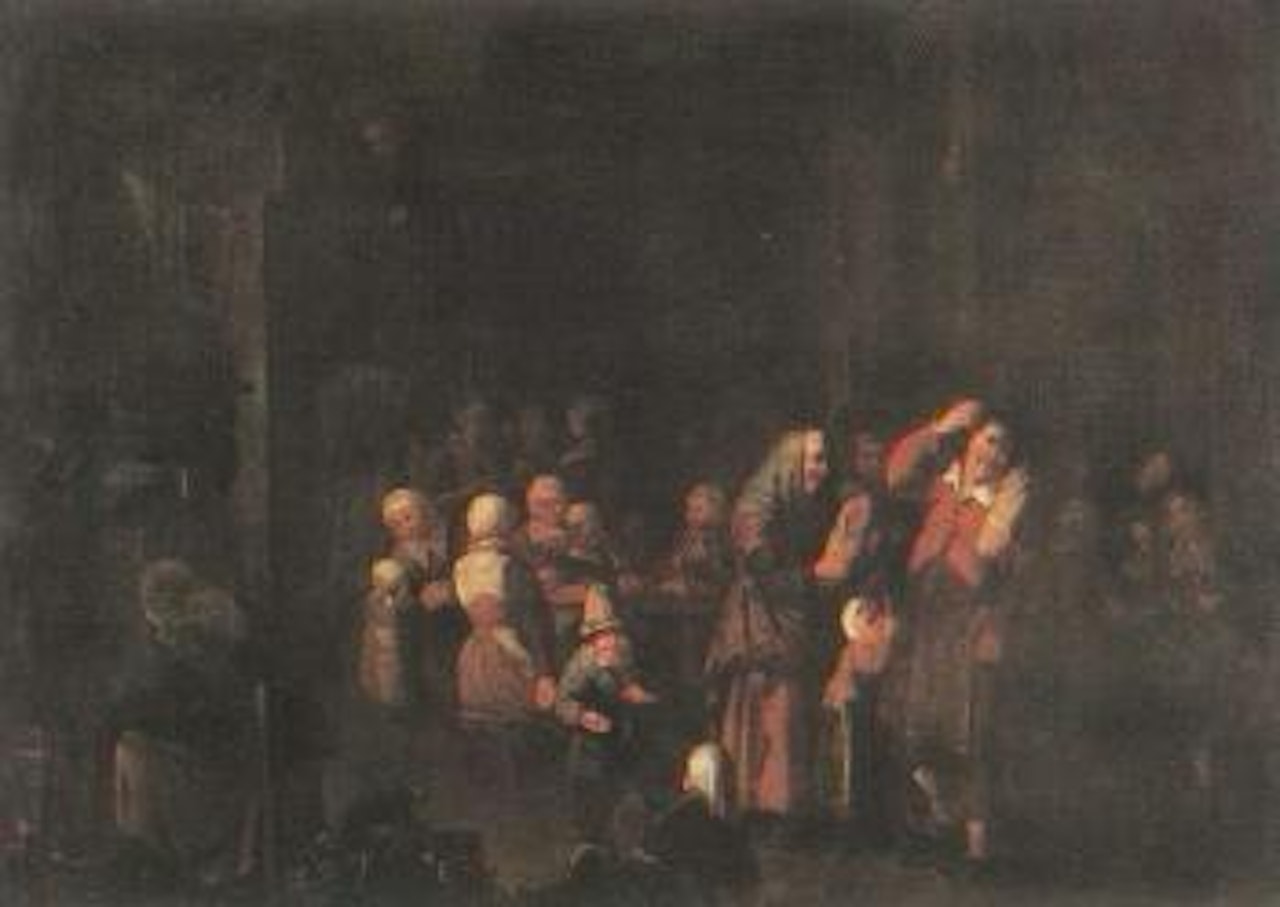 Peasants celebrating the birth of twins by Jan Miense Molenaer