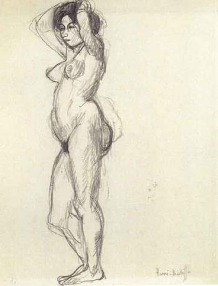 Modele nu debout, bras derriere la tete by Henri Matisse