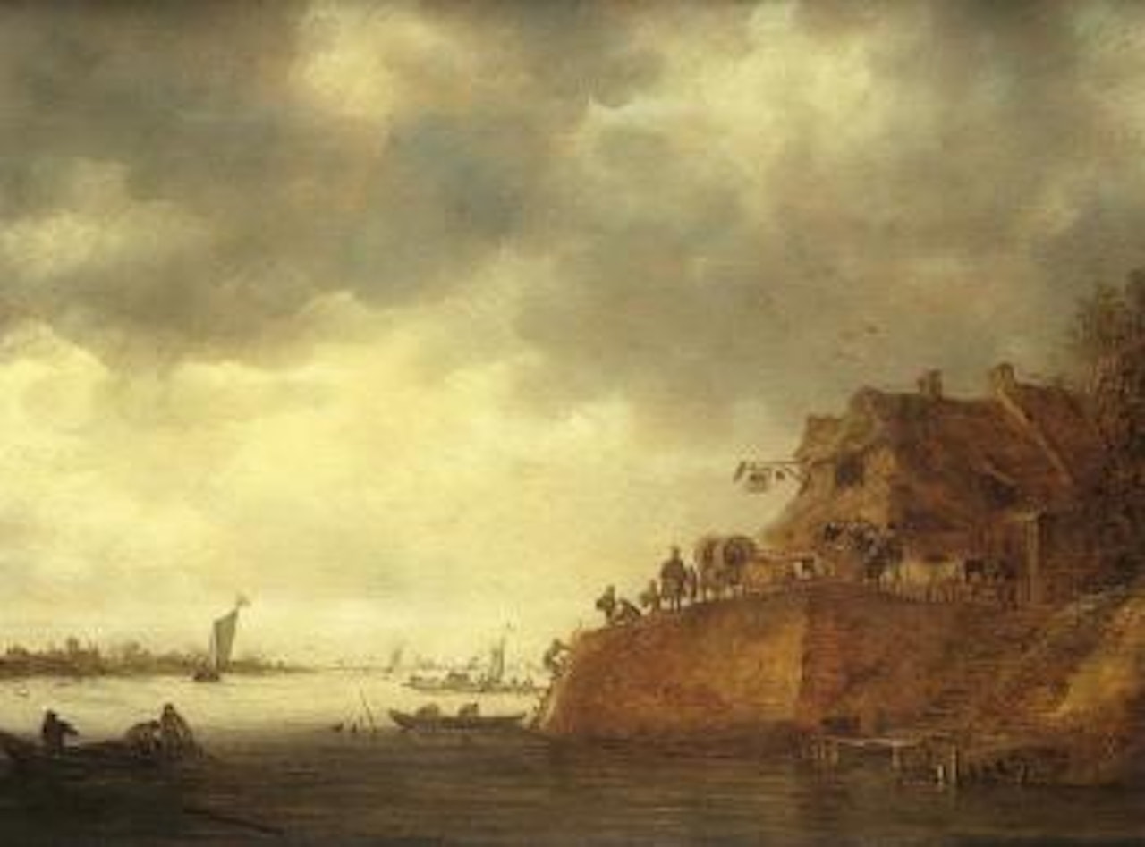 Paysage d'estuaire avec convoi by Jan van Goyen