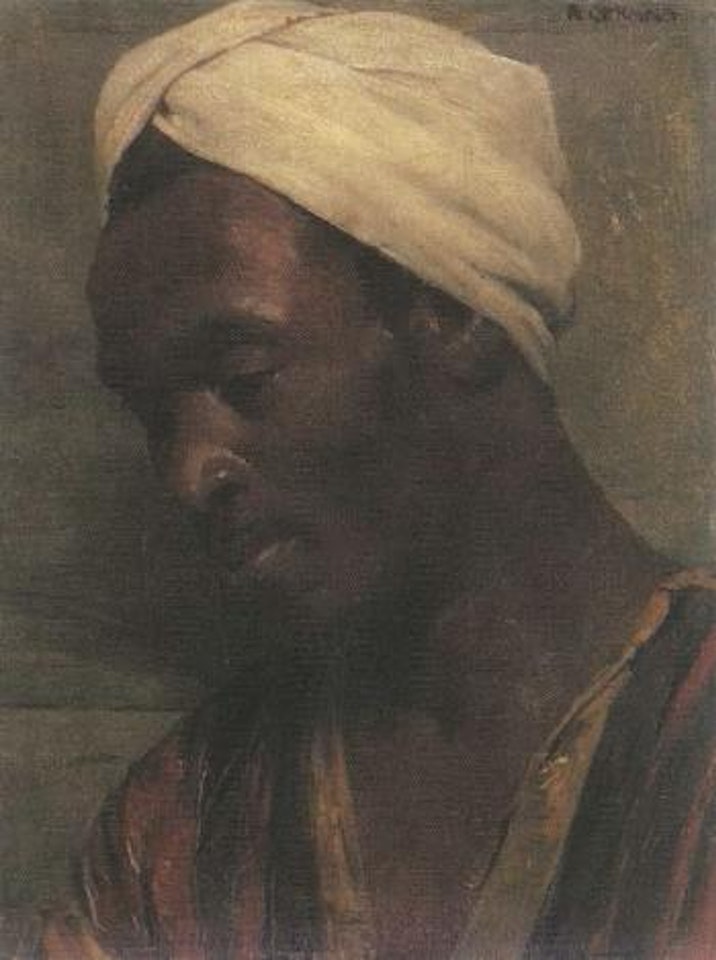 Portrait of negro wearing turban by Rudolf Ernst