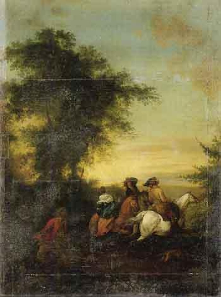 Cavaliers dans campagne.Repos des cavaliers by Francesco Giuseppe Casanova