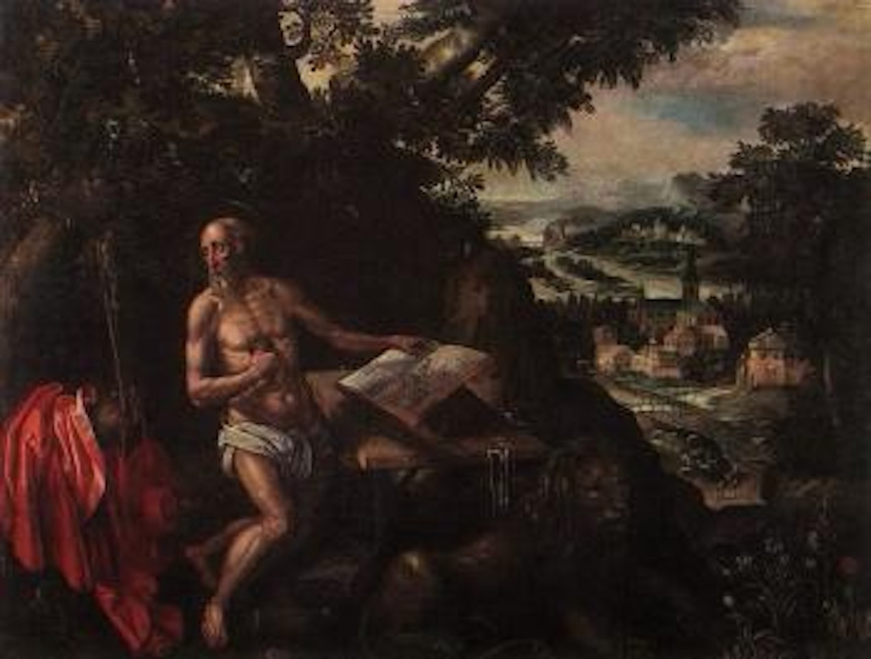 St Hieronymus in the desert by Flemish School