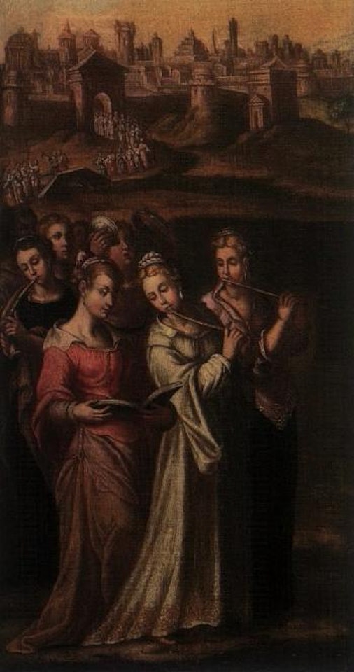 Daughters of Israel processing out of the town by Italian School