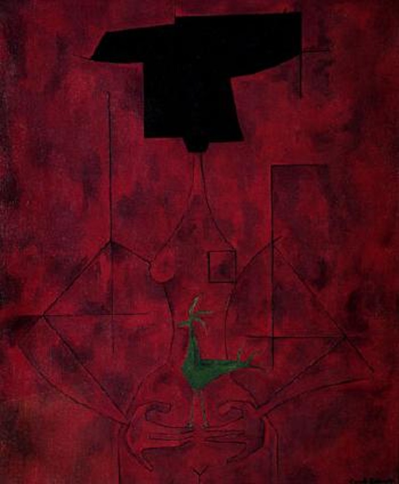 Woman with sparrow by Cundo Bermudez