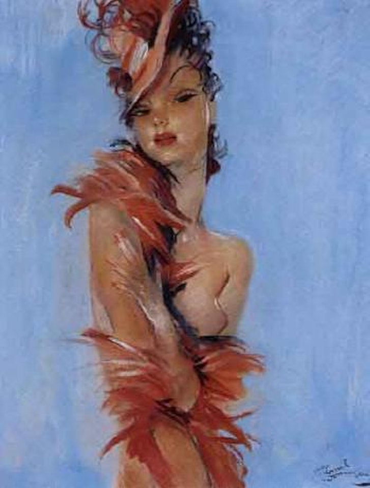 Femme a l'etole de boa by Jean Gabriel Domergue