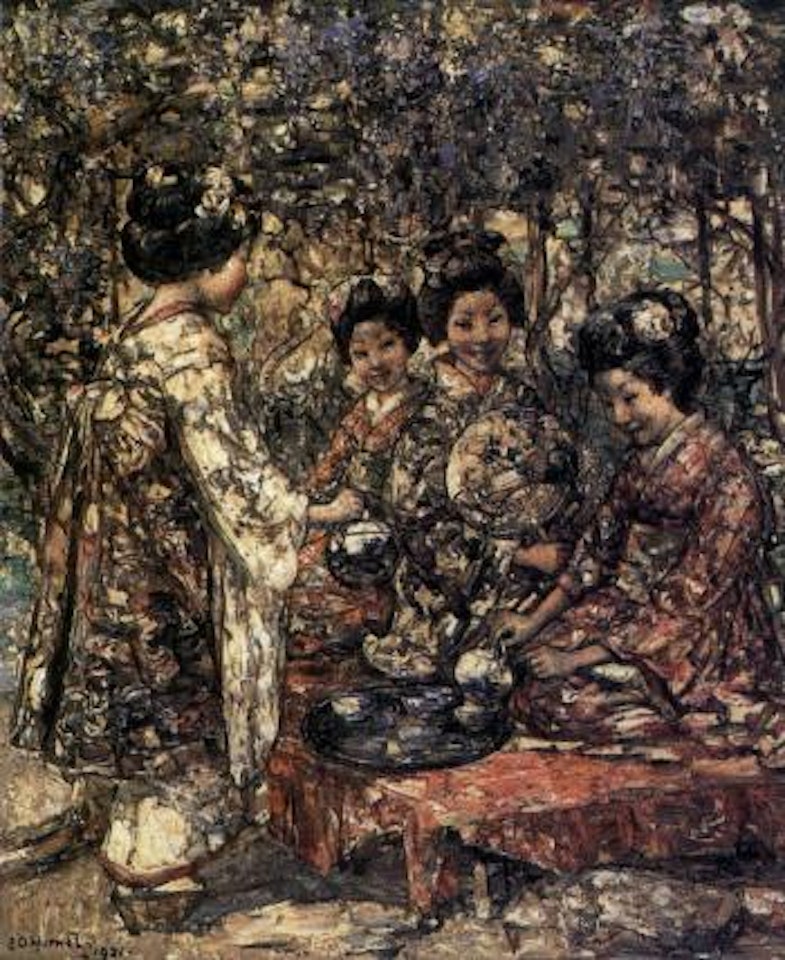 Geisha girls taking tea by Edward Atkinson Hornel