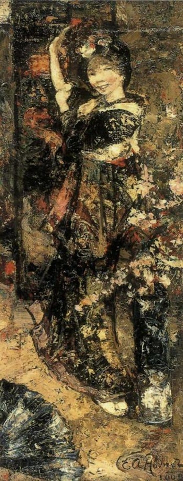 Geisha dancing by Edward Atkinson Hornel