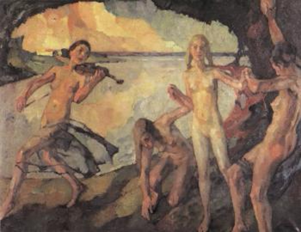 Girl bathing in lake by Leo Putz