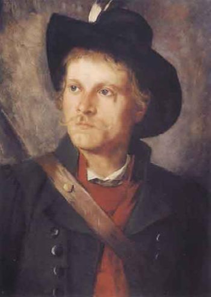 Portrait of hunting boy by Franz von Defregger